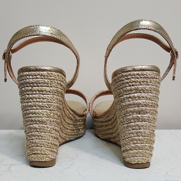 🔥FINAL💲⬇️ShuShop Golden Woven Espadrille Platform Sandals, Size 9 ~ EUC - Picture 8 of 10
